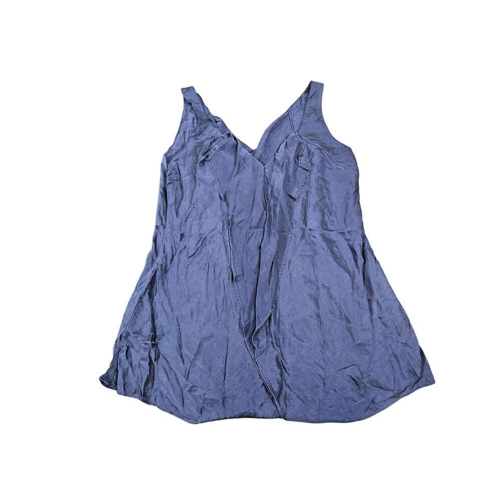 Silk 💯 V-Neck Sleeveless Swing Tank Top - Blue